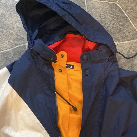 VINTAGE Nautica Double sided Men’s Jacket reversible white blue yellow Small - Picture 16 of 16